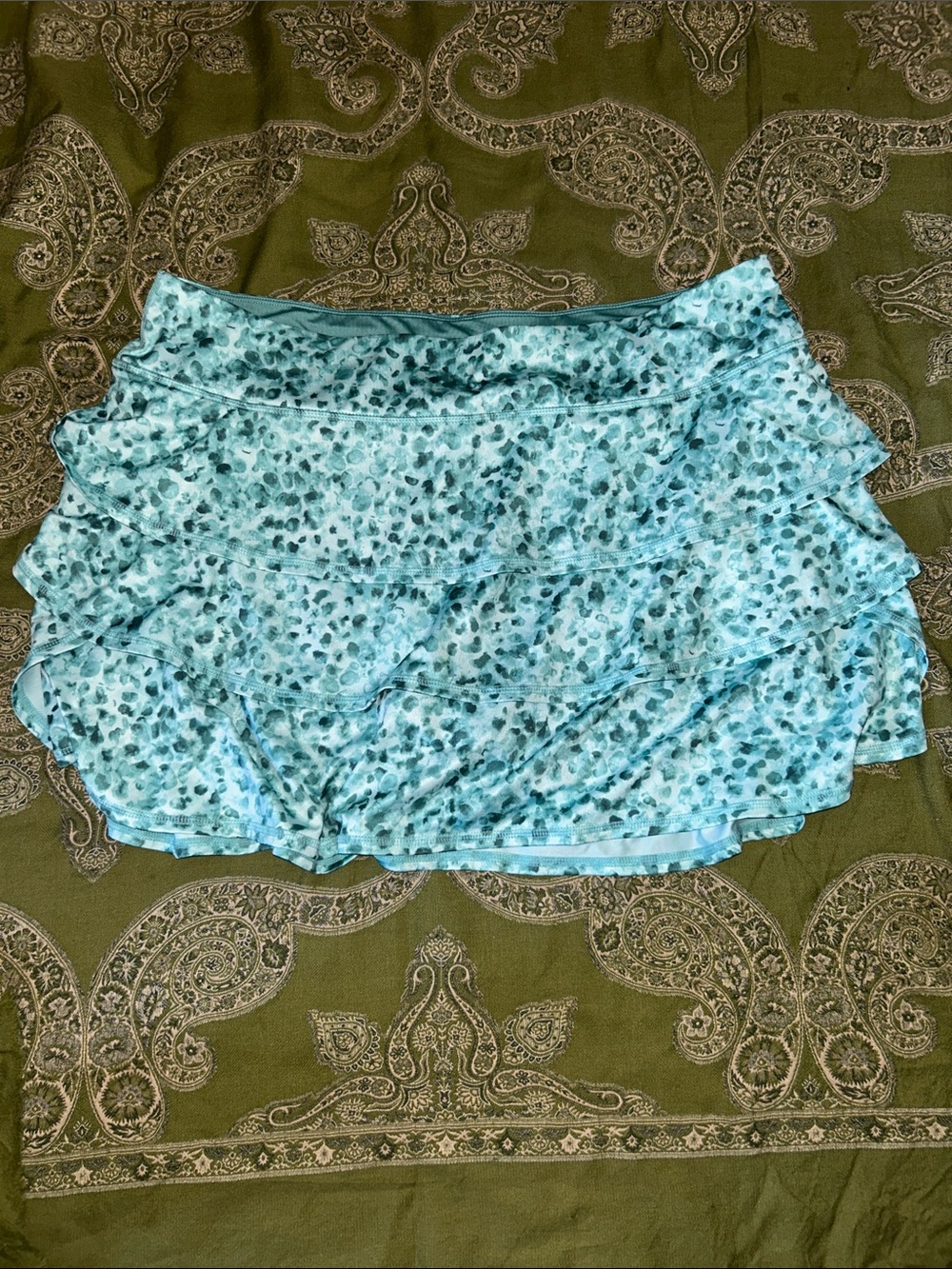 Ideology Aqua Floral Ruffle Skater Skort